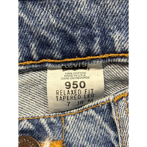 Levis 950 Orange Tab Relaxed Fit Tapered Leg Jeans 7 Jr M Made In USA Denim New - Picture 5 of 5